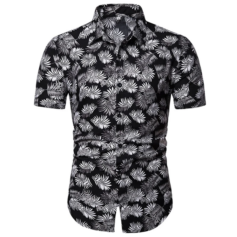 Рубашка с пальмой, Мужская одежда, короткий рукав, мужские рубашки, Camisa Masculina, летняя Гавайская Повседневная мужская рубашка с цветочным