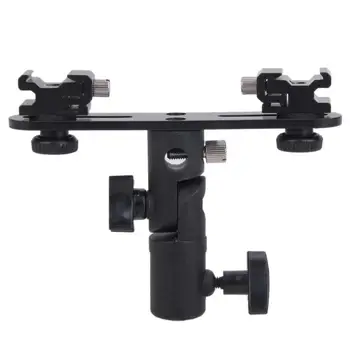 

Flash Bracket 2 Hotshoes Umbrella Holder Swivel Light Stand for Speedlight