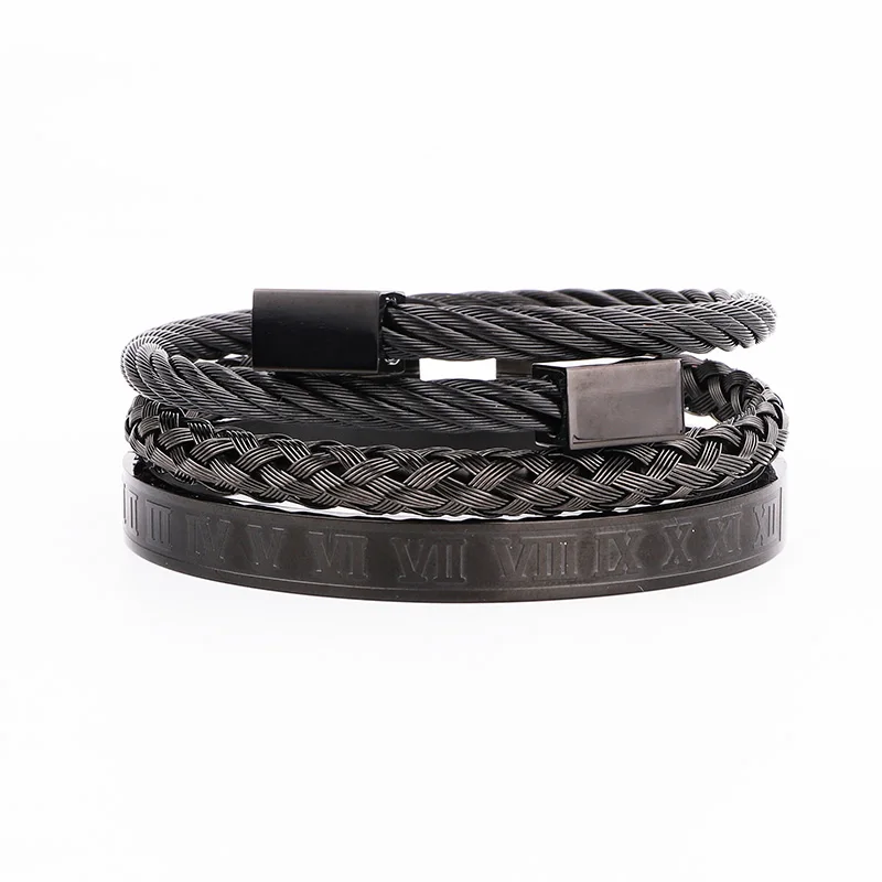 New Arrival High Quality Men Jewelry Bangle Bracelet Stainless Steel Roman Wire Twist Steel Bracelet Men - Image 3