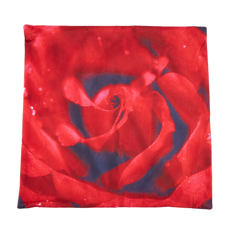3D Flower Print Sofa Bed Home Decoration Festival Pillow Case Cushion Cover(Red