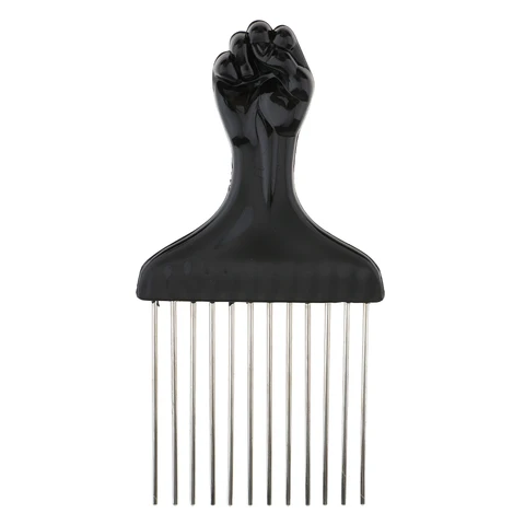 Fist Afro Pick Metal Wide Teeth Hair Comb For Volumizing Hair Styling Anti-static Comb Brush Detangling Comb