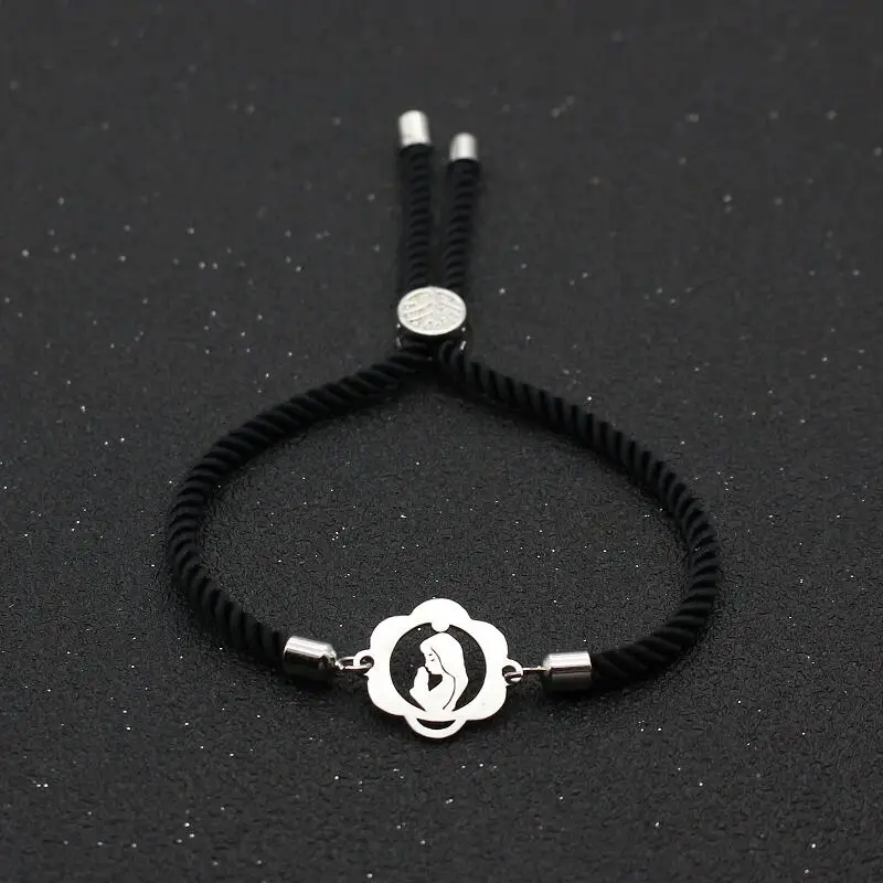 Cute Bear Stainless Steel Virgin Mary Maria Bracelet Lucky Red Thread Rope Adjustable Charm Bracelets For Women Men Jewelry Gift - Image 5