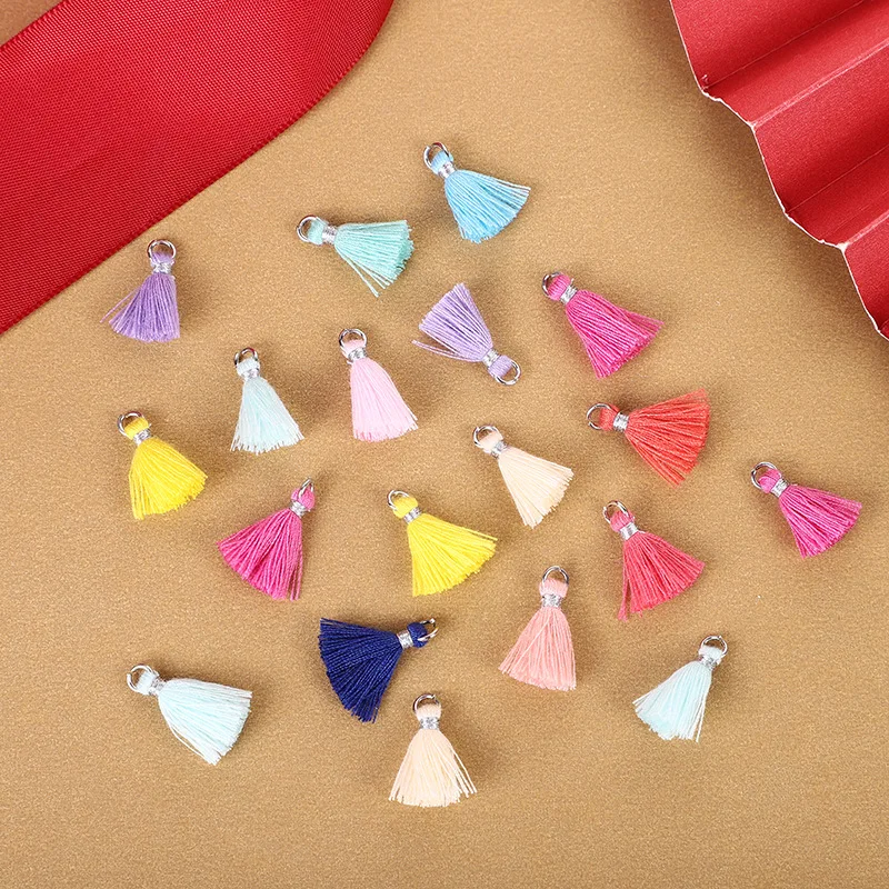 

50Pcs 10mm Mini Hanging Ring Tassel Trim Pendants DIY Craft Materials Jewelry Earrings Accessories Materials Small Fringe Trims