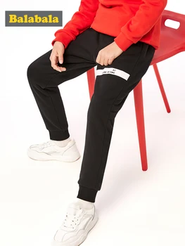 

Balabala Children pants boys plus velvet trousers 2019 new big children's sports pants thick fashion warm