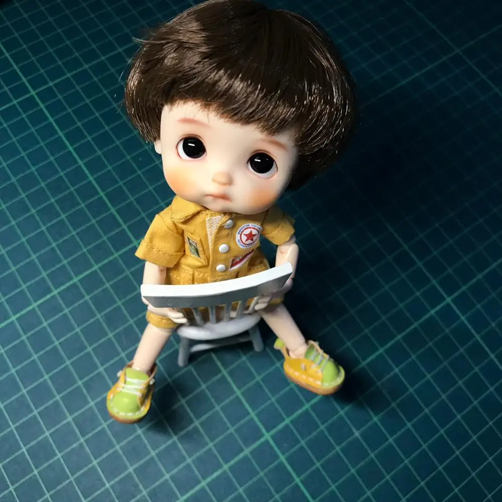 D01-P704 Кукла Одежда ручной работы 1/8 1/6 bjd аксессуары для кукол SD мягкий шелк шоколадный коричневый короткий горшок для волос покрытие волос 1 шт