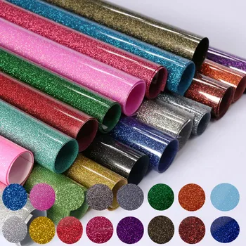 

SUNICE School Clothing DIY Glitter PU Heat Transfer Vinyl DIY Hot Pressing Transfer Film Cuttable Paper Art 3 Sheet A4 Size Pack
