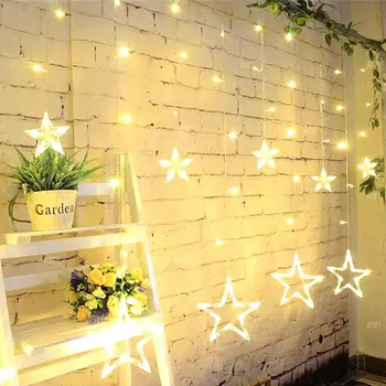 

3.5M Five-Pointed Star led Curtain Fairy String Light Fairy Light 100 led Christmas Light for Wedding Home Garden 110V