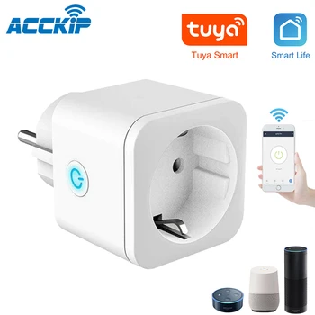 

ACCKIP WIFI Smart Socket EU Plug 220V 16A Remote Control Smart Timing Switch Work For Amazon Alexa/Google Assistant
