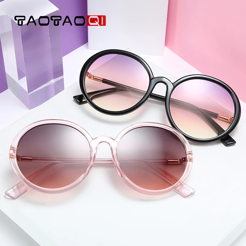 

TAOTAOQI New Fashion Round Sunglasses Women 2019 Vintage Brand Designer Black Green Oversized Frames Mirror Shades Female Uv400