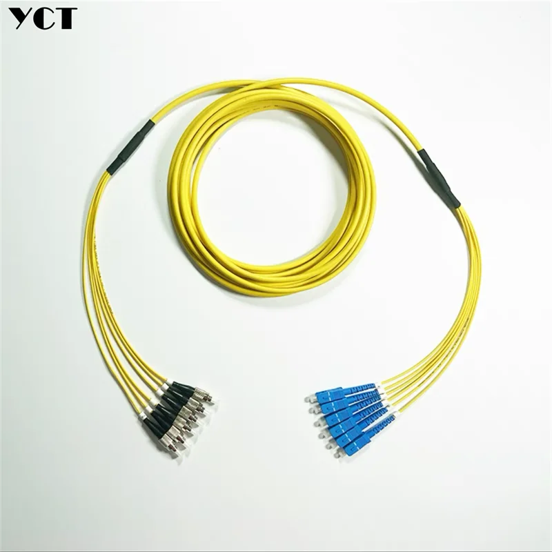 15M indoor 6 cores ftth jumper non armored Customized 5.3mm single-mode bundle optical fiber pigtails patchcord SC LC FC ST YCT | Мобильные