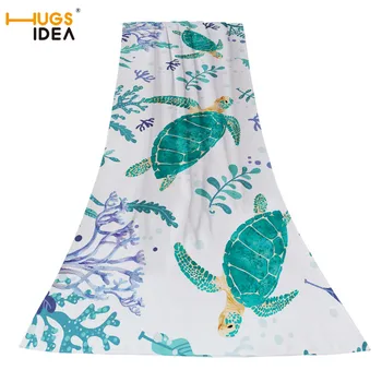 

HUGSIDEA Cartoon Sea Turtle Dolphin Whale Beach Towel Microfiber Blanket Fiber Kitchen Towel Absorbent Baby Toalla De Playa
