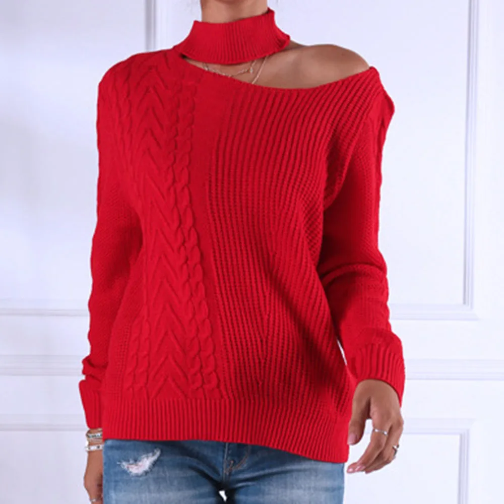 Off Shoulder Sweater Women Winter Solid Color Plain knitting Pullovers Female Autumn Casual Loose Sexy Streetwear Lazy Oaf Tops Off Shoulder Sweater Women Winter Solid Color Plain knitting Pullovers Female Autumn Casual Loose Sexy Streetwear Lazy Oaf Tops