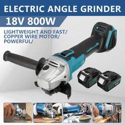 Makita – meuleuse d'angle électrique sans fil, 125mm/100mm, 800W, Machine de découpe de vernis à percussion, outils électriques rechargeables pour batterie 18V 