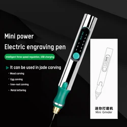 Stylo de gravure électrique sans fil, Mini graveur de bricolage, travail du bois, broyeur, outils de polissage, ensemble d'outils rotatifs réglables à 3 vitesses, USB 
