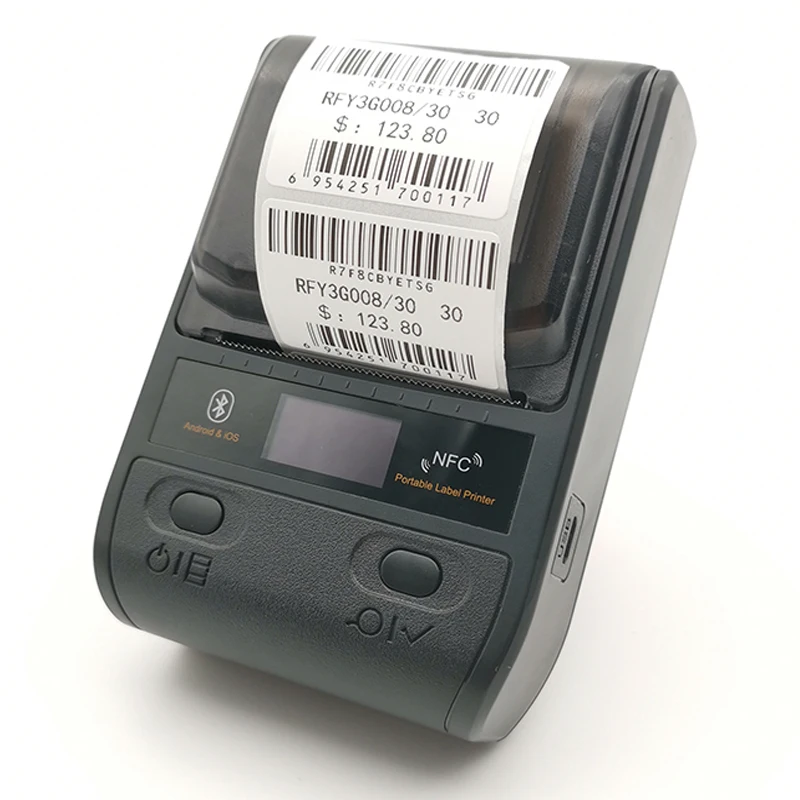 Portable Bluetooth Thermal Label Printer Mini 58/80mm Receipt Printer For Mobile Android iOS/Windows