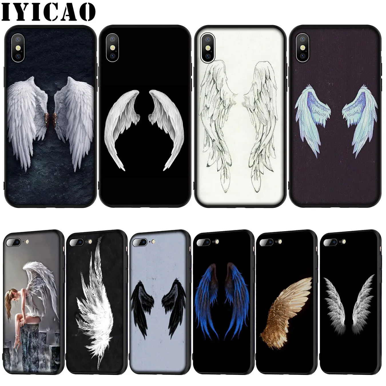 Мягкий силиконовый чехол с крыльями ангела IYICAO для iPhone 12 Mini XR X XS 11 Pro Max 10 6 6S 7 8 Plus 5S