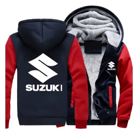 Мужская осенне-зимняя корейская модная толстовка с надписью Suzuki, утолщенная Толстовка для мужчин и женщин, повседневное пальто с капюшоном