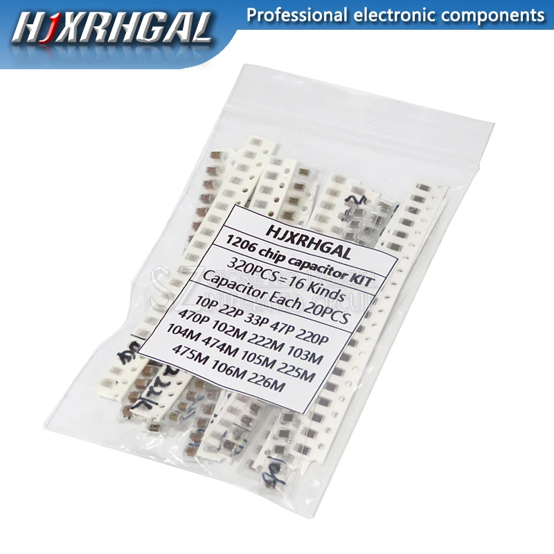 16 видов* 20 шт = 3 20 шт 0603 0805 1206 SMD конденсаторный систематизированный набор компонентов diy набор образцов и