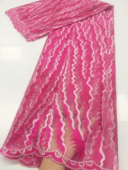 

African Stons Lace Fabrics 2020 High Quality French Lace Fabric Nigerian Tulle Lace Fabrics For Wedding Dress 3700B