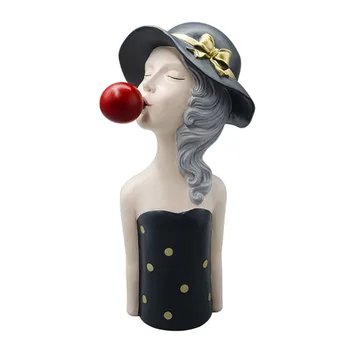

Nordic Blowing Bubbles Girl Statue Creative Resin Character Sculpture Modern Art Display Ornament Home Decoration Accessories