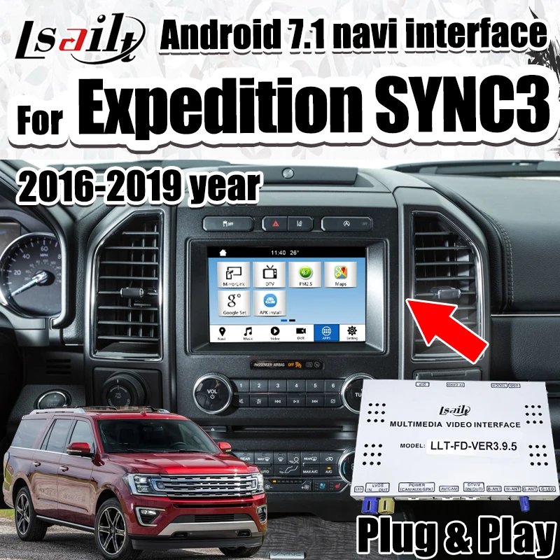 Lsailt Android 7.1GPS навигационная коробка для Expedition Ford Sync3 видео интерфейс с оперативной памятью 3g, беспроводной carplay