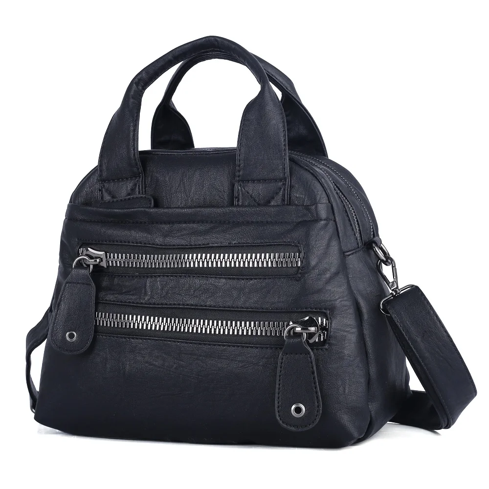

Eco-Friendly Washed PU Material Women Handbag Tote High Capacity Messenger Bag with Movable and Adjustable Long Shoulder Strap