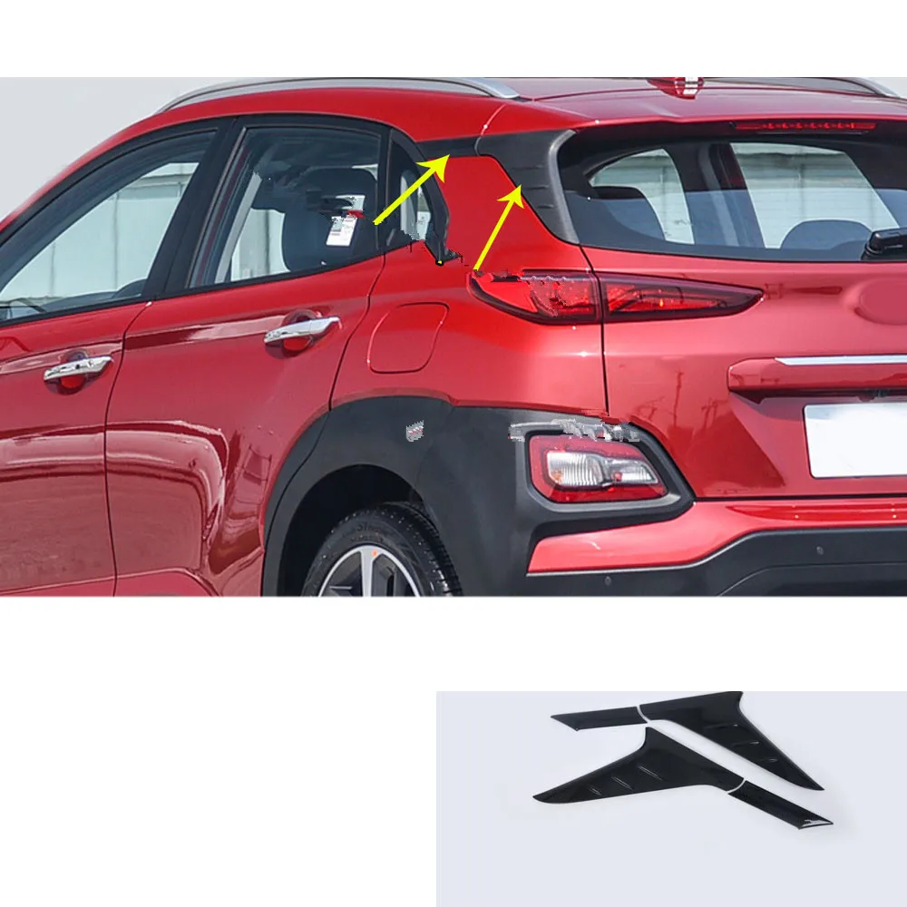 Автомобильная наклейка заднее окно блестки стеклянный спойлер сторона треугольная оправа отделка 2 шт для hyundai Kona Encino Kauai