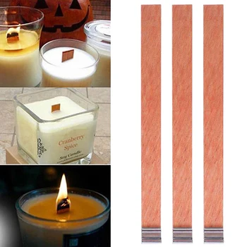 

20Pcs Practical New 9/13/15cm Wooden Candles Wick Core With Sustainer Tab