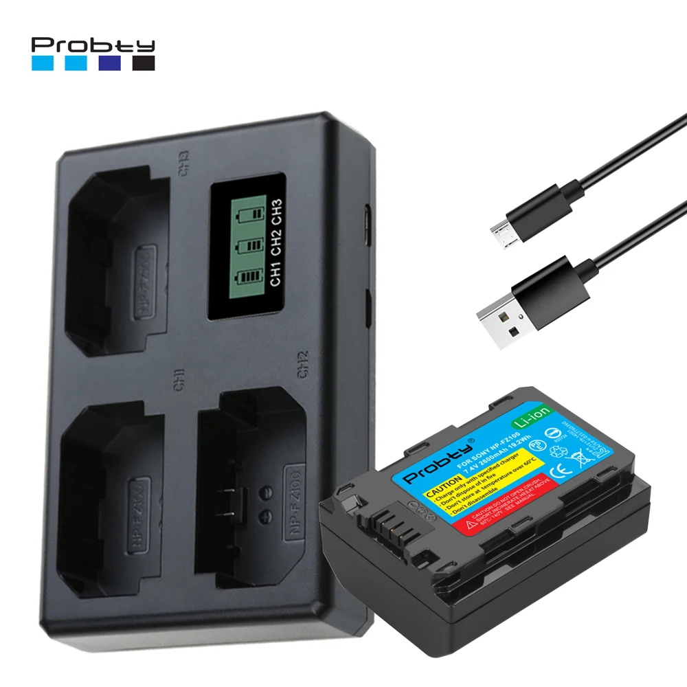 2600Mah Np Fz100 Npfz100 Np-Fz100 Batteria + Caricabatterie Usb Lcd A 3 Slot Per Fotocamere Sony Alpha A7Iii A7R Iii A9 Alpha 9 A7R3 A6600