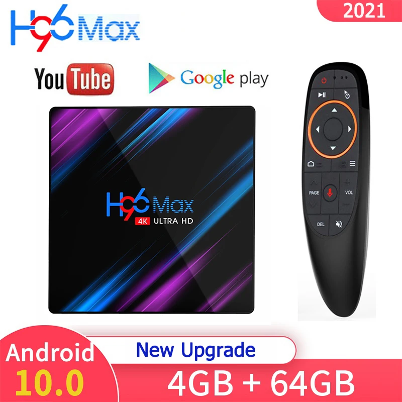 2021 TV kutusu Android 10 4GB 64GB dört çekirdekli 4K Android TV kutusu H96 MAX akıllı TV kutusu Google ses Set üstü kutu 2.4G 5G WIFI YouTube