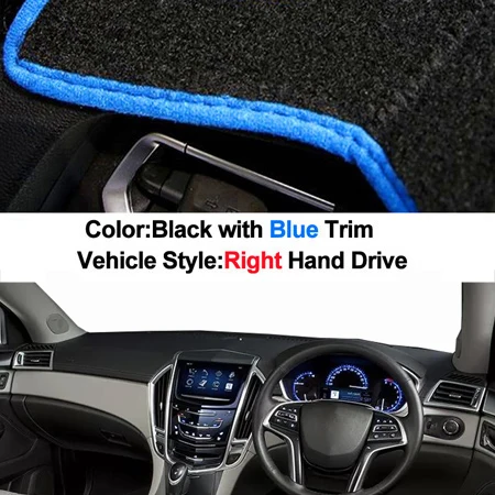 Крышка приборной панели автомобиля приборной панели коврик ковер накидка для Cadillac SRX 2010- LHD RHD 2 слоя авто солнцезащитный козырек 2011 2012 2013 - Название цвета: RHD Blue
