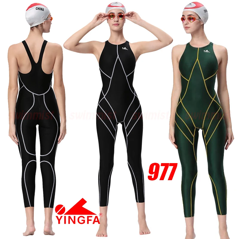 Women swimsuit YINGFA women's girls competition training racing professional kneeskin swimsuits all size FINA approved