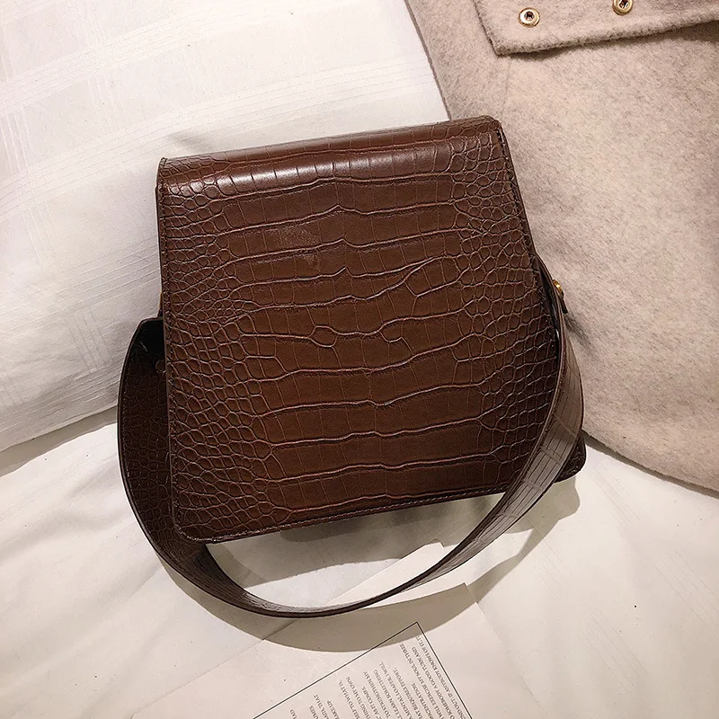 

2019 Spring New Style Stone Pattern Stereo Square Sling Bag Magnetic Snap round-/Long Shoulder WOMEN'S Bag