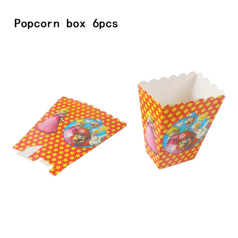 6pcs popcorn box Тема "Супер Марио" пластиковые сумки для мальчиков, Детские сувениры, вечерние подарки на день рождения - Цвет: 6pcs popcorn box