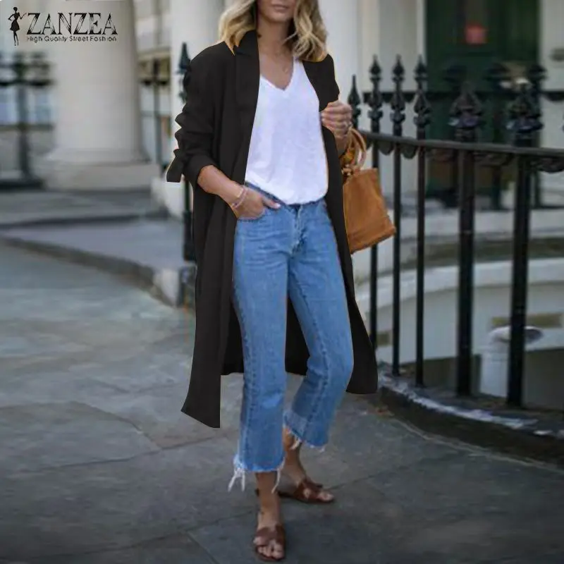 Promo  2019 Fashion Coat Women Casual Long Sleeve Cotton Jackets Turn Down Collar Cardigan Female Cotton L