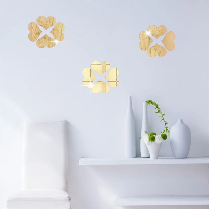 10Pcs 3D Love Heart Arcrylic Mirror Wall Sticker  DIY Art Mural Decal  Modern Style Living Room Accessory Home Favor Decoration