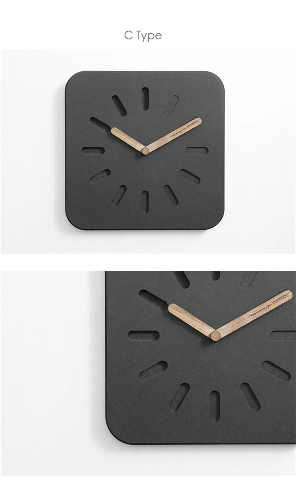 12 Inch Wall Clock Minimalist Modern Hanging Clock Nordic Chic Quartz Mute Wood Wall Clock for Home Living Room Bedside Office