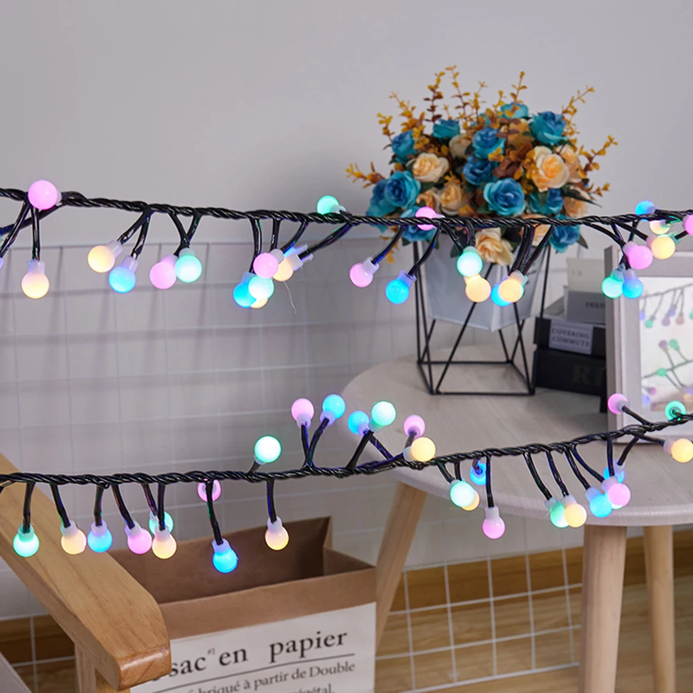 

New 3M200LED Ball Small Bulb Christmas Garland EU Plug 220v Lights String Bedroom Fairy Light Outdoor Wedding Party Decoration