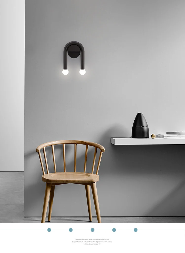 

Northern Europe Concise Black Wall Lamp Originality A Living Room Bedroom Bedside Study Hotel Aisle Designer Wall Lamp