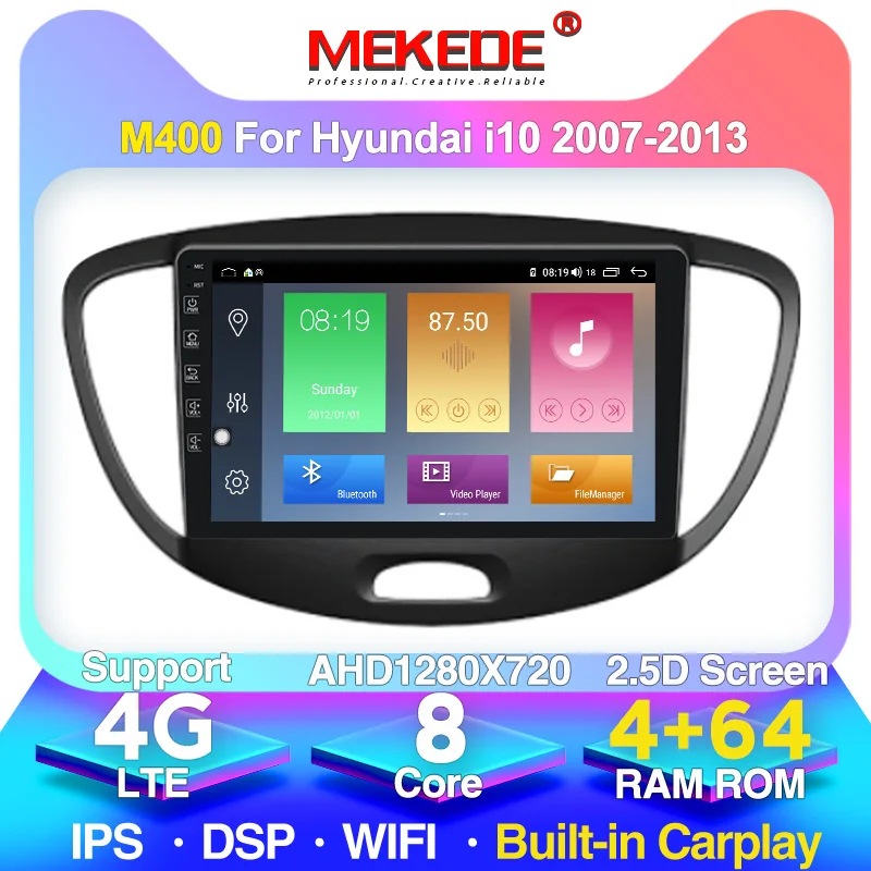 9'' 2.5d IPS 2 Din Android 4G lte Car Radio Multimedia Player For Hyundai Grand I10 2008-2012 Auto Stereo Video GPS Navigation