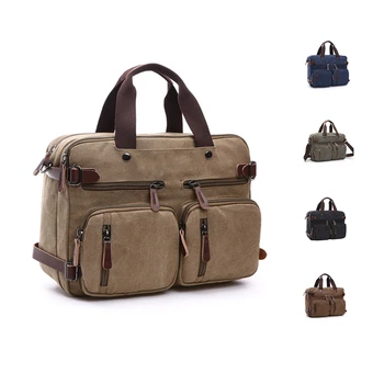 

Business Briefcase Men Women Office Portfolio Leisure Canvas Large Shoulder Handbag Laptop Bag 17 Inch