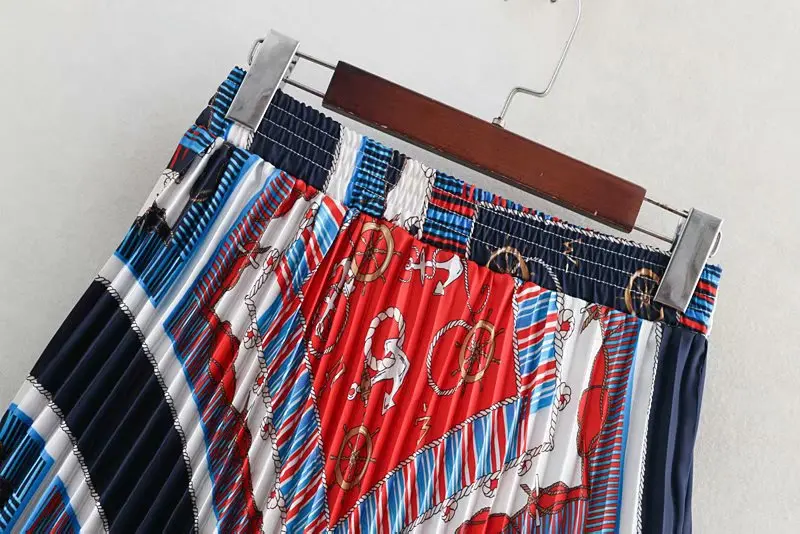 CC/9036RI AliExpress женское платье поставка товаров стиль узлом печатных Плиссированные высокой талией юбка короткая юбка