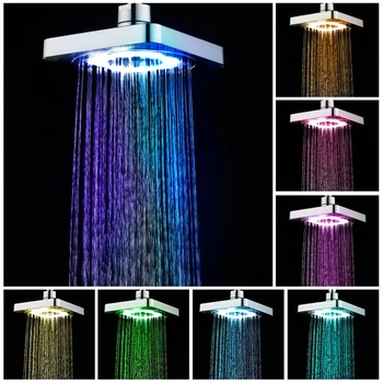

6 Inch LED Overhead Shower Head Colorful Temperature Control Sprayer Water Saving Bathroom Shower Head Bathroom Accessories