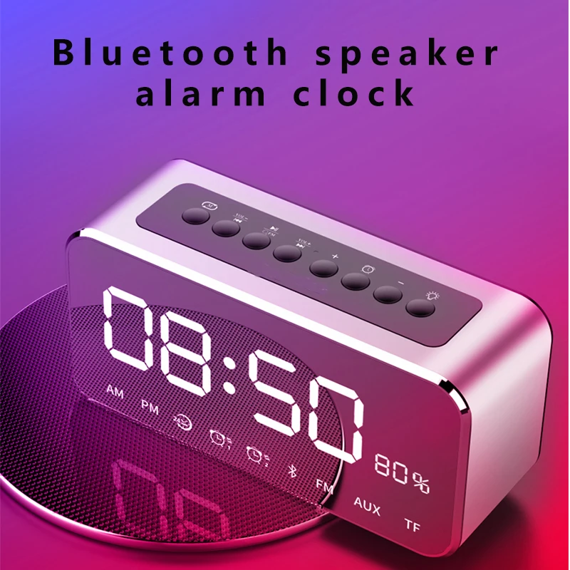 Беспроводной Bluetooth динамик или сабвуфер стол Повтор зеркальные часы большой номер дисплей настольный светодиодный цифровой будильник