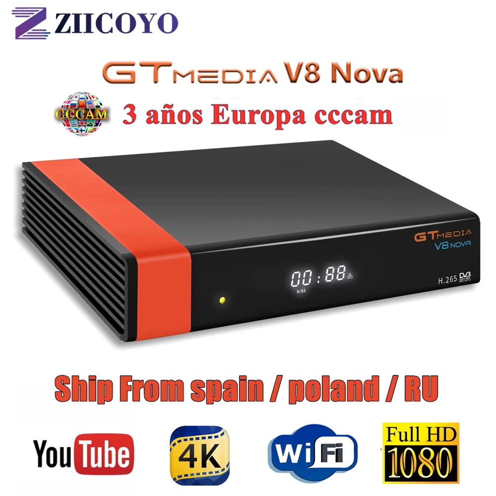 

GTMedia V8 NOVA Satellite Receiver Bult-in WiFi +3 Year Europe Cline Full HD DVB-S2/S AC3 Freesat V8 Honor Receptor Spain poland