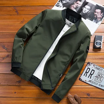

Spring and Autumn Men's Uniforms Pilot Jacket Men's Casual Solid Color Zipper Jacket Thin Section Stand Collar Men's Jacket Slim