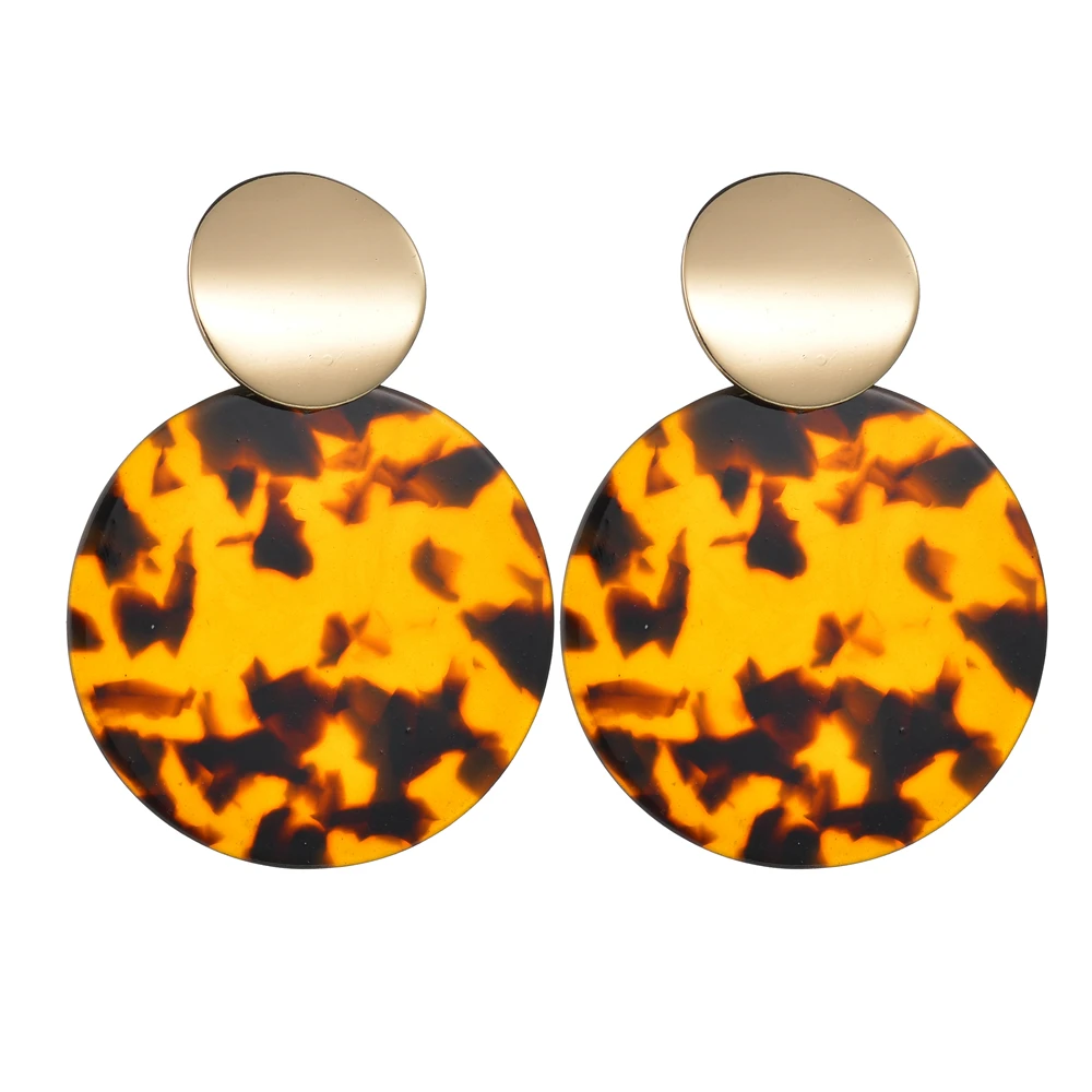Модные ацетатные полимерные серьги 2019 Круглые Подвесные с леопардовым рисунком