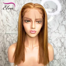 Elva Омбре цвет 13x6 кружевные передние человеческие волосы парики с детскими волосами предварительно выщипанные Natrual Hairline бразильские волосы remy для черных женщин