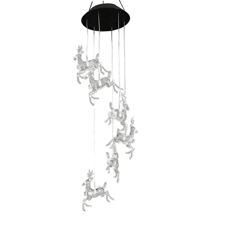 

Solar Deer Wind Chimes, Color-Changing Moving Rotating Wind Chime Waterproof Automatic Light Sensor Outdoor Decor for Home Party