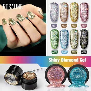 

ROSALIND 5ml Shiny Diamond Gel Nail Polish Bright For Glitter Painting Nail Art Design Poly UV Top Base Primer For Manicure
